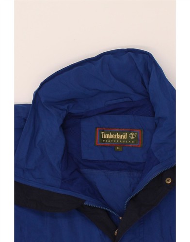 TIMBERLAND Mens Hooded Rain Jacket UK 42 XL Blue Nylon AQ01 - Picture 3 of 3