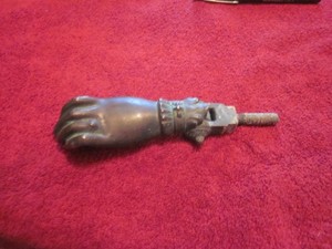 1 Exquisite Victorian Red Bronze Woman's Hand Door Knocker, natural aged patina