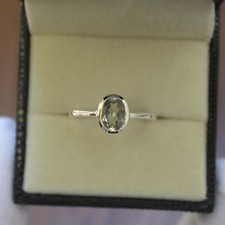 Natural Green Amethyst Oval Cut Gemstone 925 Sterling Silver Women Ring
