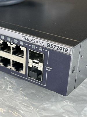 Netgear GS724TR Smart 24-Port ProSafe Switch w/SFP ports, Rack Ears & Power Cbl