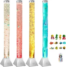 CALOVER 4FT Silver Sensory Bubble Tube Floor Lamp - Simulated Aquarium Relaxing 