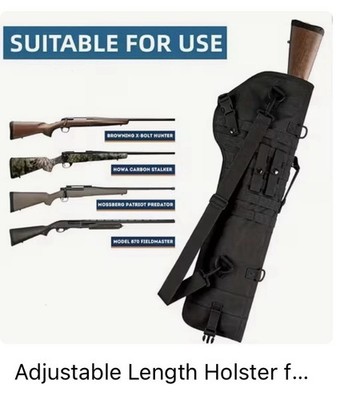 Black Padded MOLLE Rifle Soft Case Bag w Shoulder Strap, 22.8 in, Holds 1