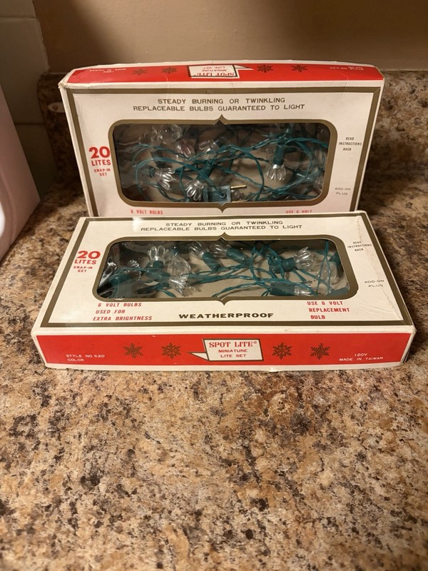 Vintage Christmas Lights White Flowers Spot Light Original Box Set