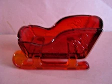 MOSSER GLASS RED MINI SLEIGH GLASS OPEN SALT CELLAR, CONTEMPORARY