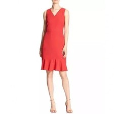 Banana Republic Red Sleeveless Sheath Dress Size 8 NWT Knee Length Flounce Hem
