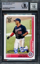 Juan Soto Signed 2021 Topps Big League Card 290 New York Mets Auto GM 10 Beckett