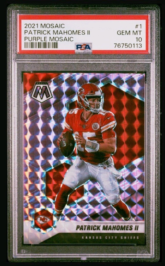 Patrick Mahomes 2021 Mosaic Purple Mosiac Prizm /49 PSA 10 Chiefs