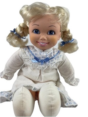 Northern Toilettenpapier Puppe blonde Haare Zöpfe Sommersprossen Nachthemd Vintage 1990