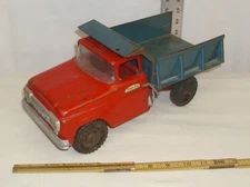 TONKA FORD RED & BLUE LEVER ACTION DUMP TRUCK 1960 STEEL TOY TO RESTORE