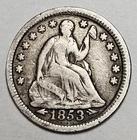 1853 P Philadelphia Mint Seated Liberty Half Dime 90% Silver U.S Type Coin d451