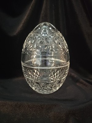 Vintage Cristal d Arques-Durand Luminarc Clear Crystal Egg Shaped Covered Candy 