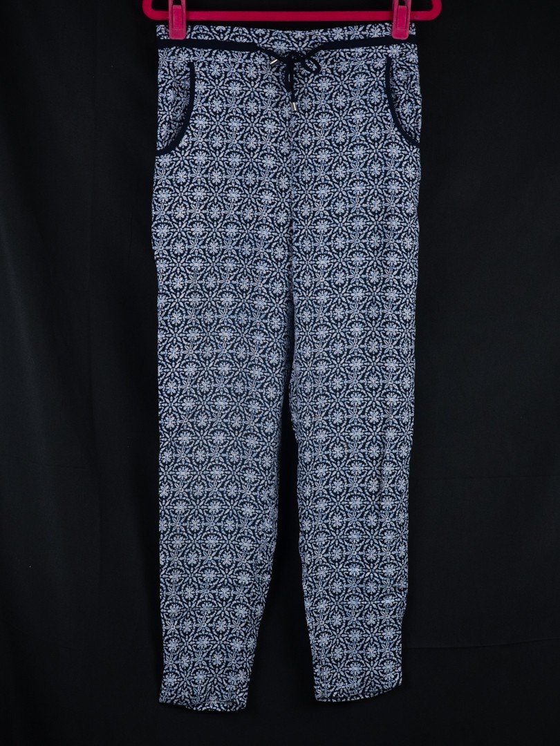 Womens Trousers UK10 Blue/White Elasticated Waist 2 Front Pockets by Atmosphere image 2