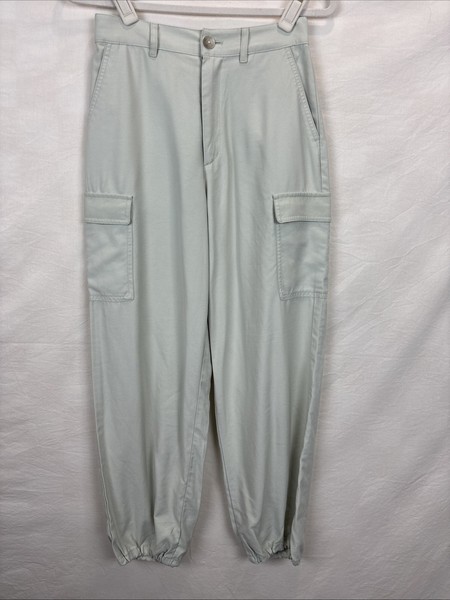 Uniqlo EZY Elasticated Ankle Pants Parachute Cargo Women's Sz S Light Green Y2K