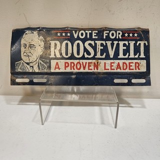 Original Vote for Roosevelt License Plate Topper A Proven Leader