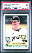 2025 Topps Heritage #60 Paul Skenes Alternate Cartoon Variation SSP PSA 9