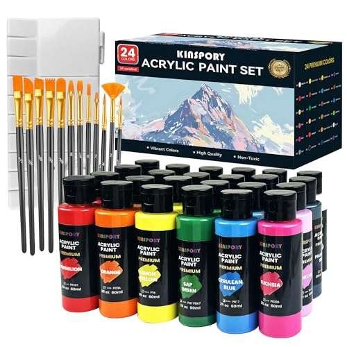KINSPORY Acrylic Paint Set, 24 × 60 ml Tubes for Kids,  Assorted sets 