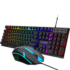 RGB Gaming Keyboard and Mouse Combo 104 Key USB Wired Mechanical Feel Set PC