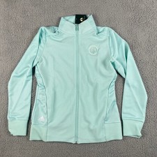 Adidas Pebble Beach Women's Medium Flash Aqua Textured Zip Layer Jacket IA3511