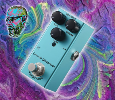 Mini Crunch Distortion Pedal True Bypass for Guitar - Bass WIN!! Power! 90s Tone