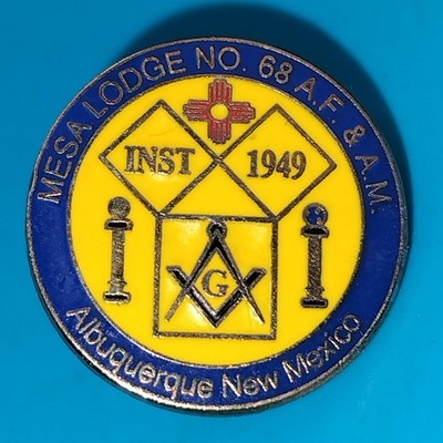 Masonic  Pin VTG Enamel Gold Tone Albuquerque New Mexico Mesa Lodge No 68