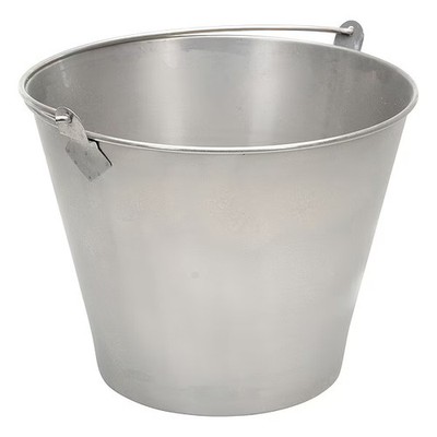 Zoro Select BKT-SS-325 3.3 gal Round Tapered Bucket, Silver, 304 Stain