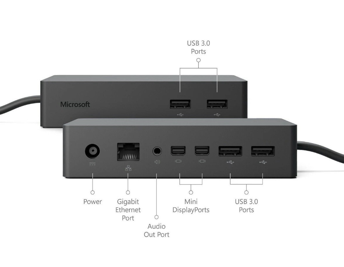 Microsoft Surface Dock 1661 Docking Station Pro 7+ Go 3 Pro 8 Connect With PSU