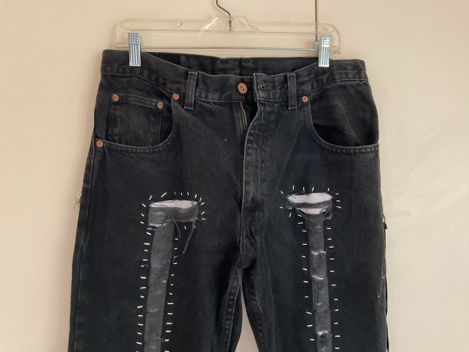 Customized Grunge Jeans Denim Gothic Punk ARIZONA Sz 34 X34 Urbancore Festivals