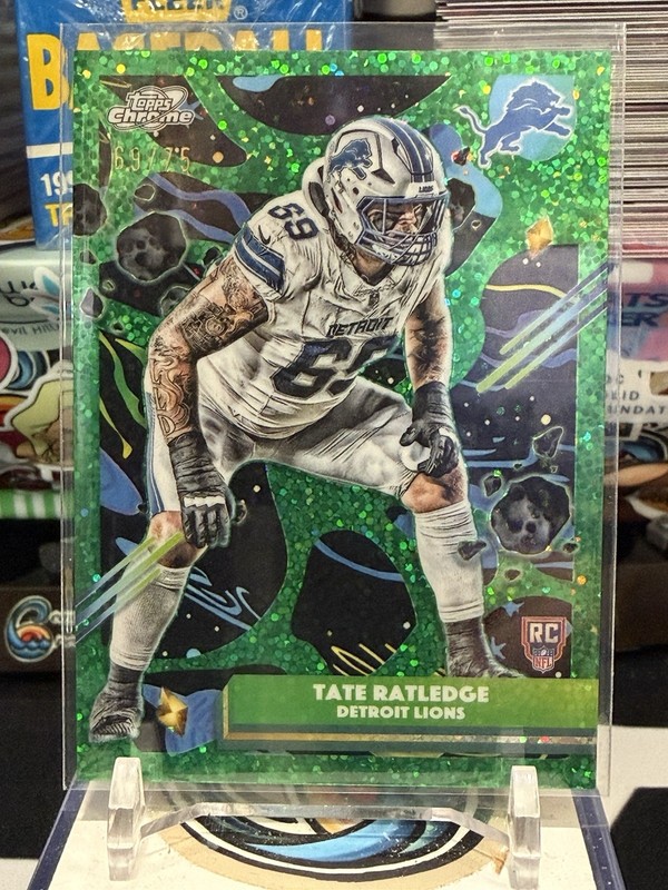 Topps 2025 Chrome Tate Ratledge Detroit Lions RC Card #135 Serial #/75 TZ
