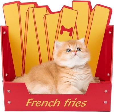 Cardboard Cat Scratcher Indoor 18.31x13'' Scratching Board & Pad French Fries