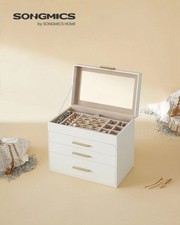 Elegant SONGMICS 4 Layer Jewelry Box Glass Lid Large Storage Case Gift for Her