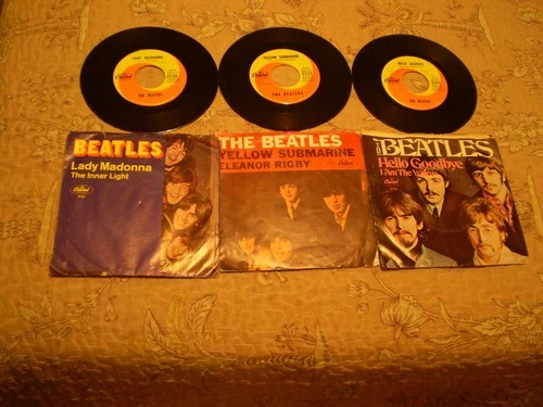 LOT OF 3 BEATLES PIC SLEEVES 45S LADY MADONNA + 2 45 RPM
