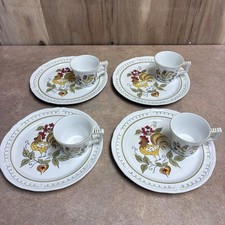 Vtg Set Of 4 Jonas Roberts Terra Stone Heritage Snack Plate W/ Mug 7125 Japan 