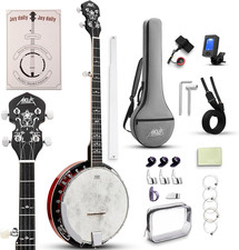 Full-Sized Banjo Set: 38    5 String Banjo with Remo Head, Removable Resonator, G