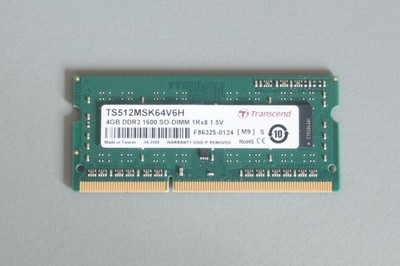 Transcend TS512MSK64V6H (4GB, PC3-12800 (DDR3-1600), DDR3 DRAM, 1600 Mhz, SO...