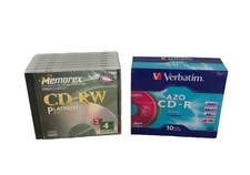 Lot of 2 Memorex CD-RW Platinum 650 MB 7 Pack Verbatim AZO CD-R 700 MB 10 Pack