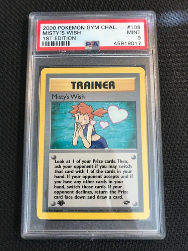 PSA 9 MINT Misty's Wish 108 Gym Challenge 1st Edition Pokemon Card