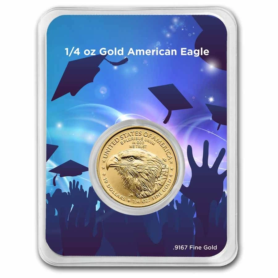 2025 1/4 oz Gold Eagle - w/Celebrate Graduate Card, In TEP - Image 2 of 4