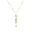 Pearl Dangle Necklace 14k Yellow Gold Green Peridot and Pearls (#006) — photo 2