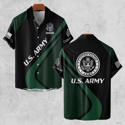 Customized U.S Veteran Hawaiian Short Sleeve Button Shirt Print All