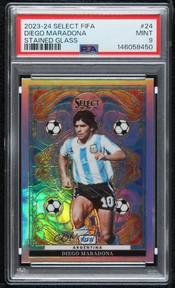 2023-24 Panini Select FIFA Stained Glass Diego Maradona #24 PSA 9 MINT