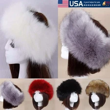 Women Winter Russian Fluffy Hats Faux Fur Headband Hat Thick Ear Warm Ski Cap US