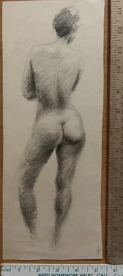 Vintage Original Classroom Study Pencil Drawing - Artist Carlyle Browning