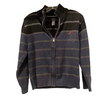 Nautica Striped Full Zip Knit Sweater Jacket Size M 10-12