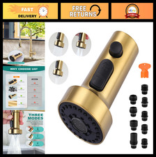 3-Function Pull Down Kitchen Faucet Head Replacement - Brushed Gold, 9 Adapters