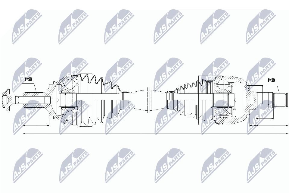 NTY Drive Shaft NPW-ME-046 For Mercedes-Benz Left Front Axle 535 mm