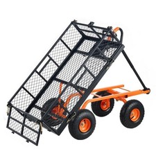 2.1 cu. ft. Metal Steel Garden Dump Cart w/400 lbs. Capacity,10"Tires and Remova