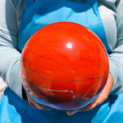 6.4LB Natural Red Jasper Sphere Reiki Healing ''Stone of Vitality'' Crystal Ball