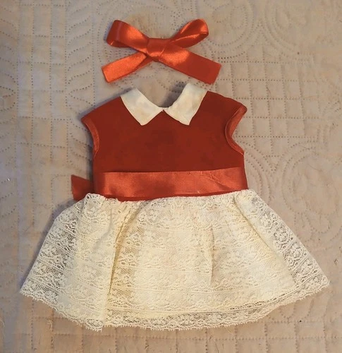 Chatty Cathy 1960's Tagged Red Velvet/Cream Lace Dress