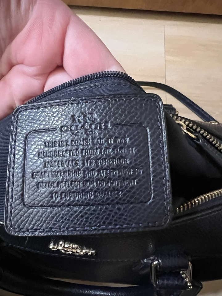 Coach Mini Bennett Satchel 2 Way Crossbody Handbag Crossgrain Leather Navy 36624 - Image 4 of 4