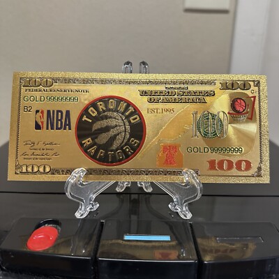 24k Gold Foil Plated Toronto Raptors Basketball Team Banknote ...
